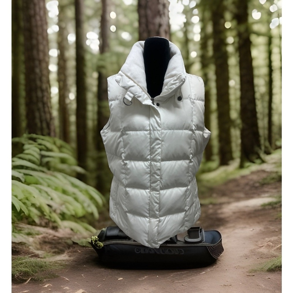 Eddie Bauer Premium Goose Down 700 Fill Quilted Puffer Vest L White Hiking